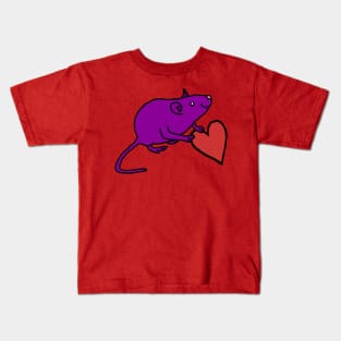 Purple Rat Holds Your Love Heart on Valentines Day Kids T-Shirt